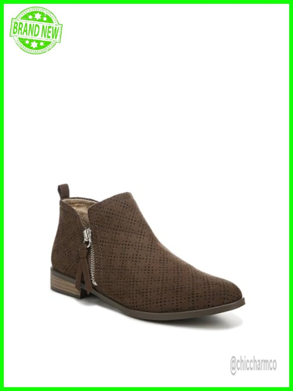 Recycled Microfiber Low Heel Ankle Bootie with Zip